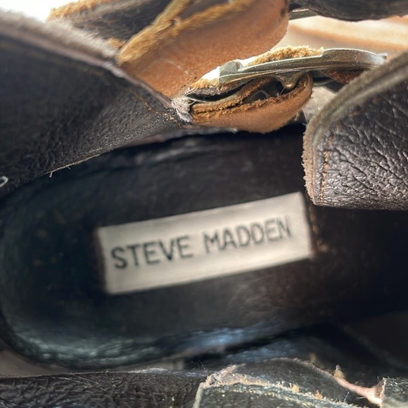 Steve Madden Booties Women's Brown Ankle Boots Brown Leather Buckle Size 6.5 - Picture 10 of 13